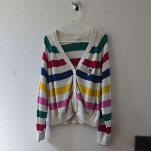 Disney Multicolor Striped Cardigan with Mickey Mouse